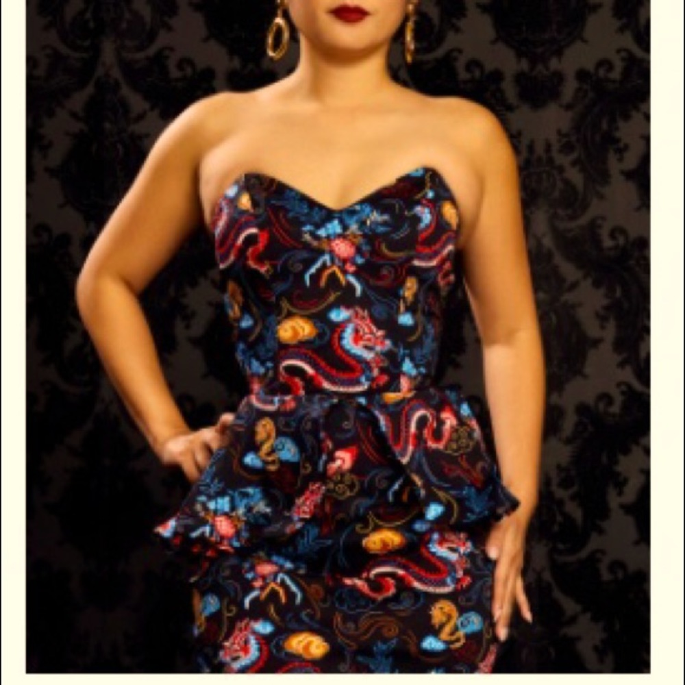 PINUP COUTURE EMILY BUSTIER TOP IN DRAGON PRINT
